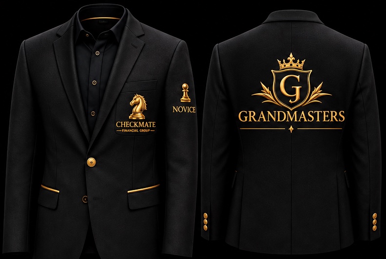 The Grandmasters blazer, front and back